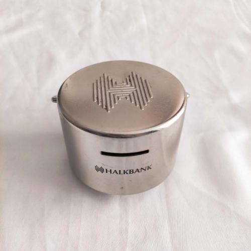 HALKBANK Yuvarlak Metal Kumbara ( Anahtarlı )