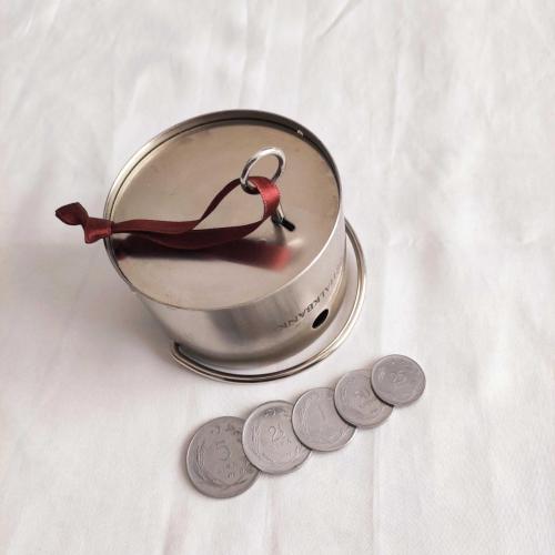 HALKBANK Yuvarlak Metal Kumbara ( Anahtarlı )