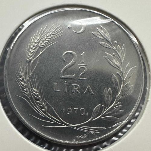 Türkiye 2½ Lira 1970. FAO. Çil. Saban Kılıçtan Üstündür.