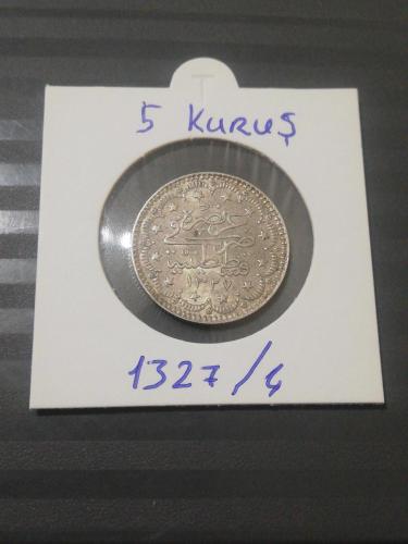 M.Reşad 5 Kuruş 1327/4 Gümüş nadir R