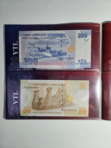 8. Emisyon (YTL) A01 ÇİL Banknot Seti Özel Koleksiyon Albümünde