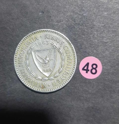 1963 KIBRIS Cumhuriyeti  100 Mils Kıbrıs Mufflonu (yaban koyunu) figürü Görselli  madeni para koleksiyonu
