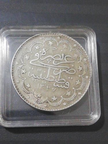 5 MEHMED REŞAD 10 KURUŞ 1327/9 KOSTANTİNİYE GÜMÜŞ NADİR RR