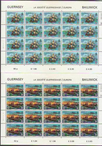 Guernsey 1982 Europa CEPT Gemi Temalı 2 Tam Tabaka MNH