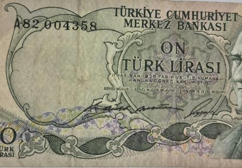 10 Türk Lira 6 Emisyon Değerli *A* Serisi On Türk Lirası