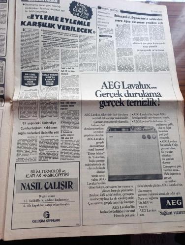 Milliyet Gazetesi - Turkish Newspaper - 28 Ekim 1981 - Türk Ticaret Bankası'nın Atatürk'ün 100. doğum yılı dolayısıyla düzenlediği Türkiye fotoğraf sergisi dün Atatürk Kültür merkezi'nde açıldı - bir demagog mu yazan Mehmet Barlas başyazı - meclis başkanlık divanını seçti ikinci turda Sadi Irmak 158 oyun 67'sini aldı - Başbakan Bülend Ulusu Türkçe yardım almak için kapı kapı dolaşmak durumunda değil - asker belediye başkanları 1 ocak'ta orduya dönecek - Ziya Gökalp yazan Burhan Felek - özel güvenlik örgütlerinin çalışma esasları saptandı para taşımada değişik saat ve güzergah kullanılacak - devlet başkanı Kenan Evren başarılı muhtarları kabul etti fotoğraf - ameliyatla kadın olan Nilay şimdi ben neyim diyor - halkalı'da kurulacak 50 bin konuklu yeni kent projesi tamamlandı - ABD başkan yardımcısı George Bush ABD nükleer silahlarda indirim yapacak - Roma polisi Gökberk Ergenekon'a saldırıdan sonra Mehmet Ali Ağca dosyasını yeniden açtı -  Fenerbahçe - Federasyon Kupası