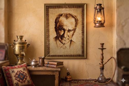 LOT.3 » NOSTALJİK VE AĞIR KONDİSYONLU: VİNTAGE ATATÜRK HALI PORTRE  DÖNEM ÜRÜNÜ (CD-ODA