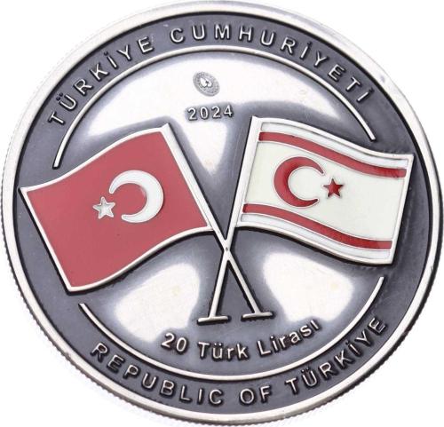 2024 - Kıbrıs Barış Harekâtı’nın Ellinci Yıl Dönümü Gümüş Hatıra Para *Sertifikalı* - ÇİL TCH437 #209