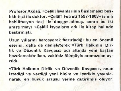 Türk Halkının Dirlik ve Düzenlik Kavgası - Celali İsyanları