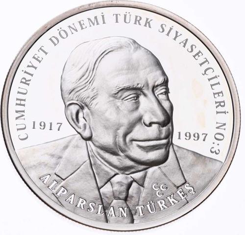 2023 - Alparslan Türkeş Cumhuriyet Dönemi Türk Siyasetçileri No:3 Gümüş Hatıra Para *Sertifikalı* - ÇİL TCH444 #241