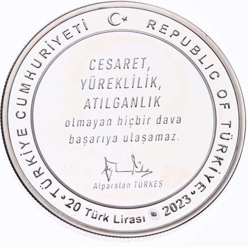 2023 - Alparslan Türkeş Cumhuriyet Dönemi Türk Siyasetçileri No:3 Gümüş Hatıra Para *Sertifikalı* - ÇİL TCH444 #241