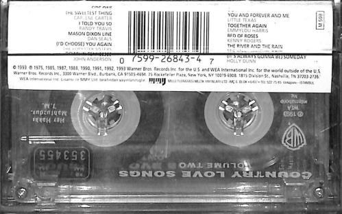 Country Love Songs - Volume Two Kaset (İkinci El Kaset)