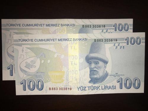 9. EMİSYON 100 TÜRK LİRASI B 863  303618- 303619  2 Lİ  SERİ TAKİPLİ   ÇİL TCB 2741