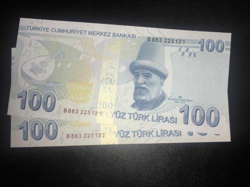 9. EMİSYON 100 TÜRK LİRASI B 863  225121- 225122  2 Lİ  SERİ TAKİPLİ   ÇİL TCB 007