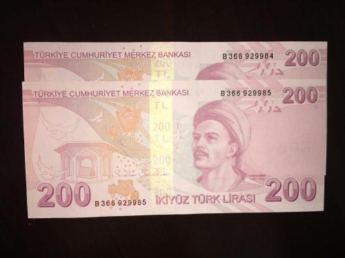 9. EMİSYON 200 TÜRK LİRASI B 366 929984 - 929985  2 Lİ  SERİ TAKİPLİ   ÇİL TCB 2605