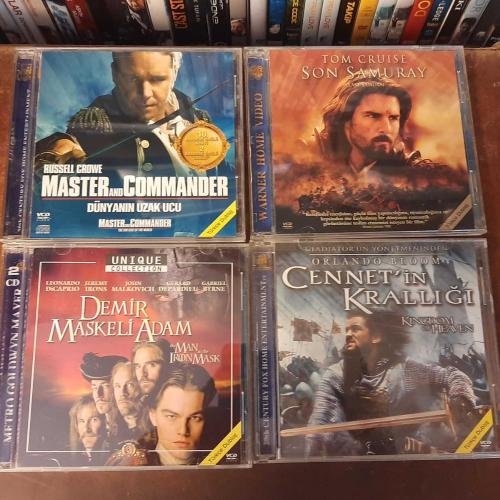 MASTER AND COMMANDER - DEMİR MASKELİ ADAM - SON SAMURAY - CENNETİN KRALLIĞI  - VCD - 4 ADET  - ORJINAL BANDROLLU