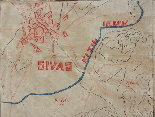 Sivas Kızılırmak Göller El Çizimi Bez Harita (63*63cm.)