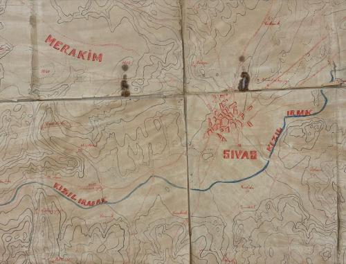 Sivas Kızılırmak Göller El Çizimi Bez Harita (63*63cm.)