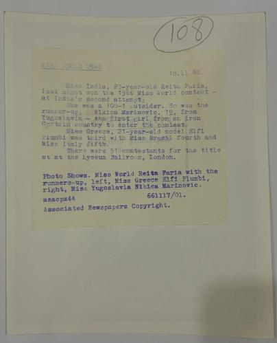 Reita Paria Hindistan'ın İlk Dünya Güzeli 1966