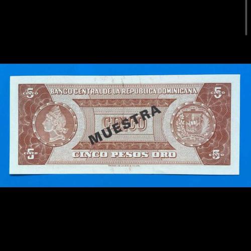 Dominik Cumhuriyeti 5 peso 1964 Çil / UNC SPECIMEN