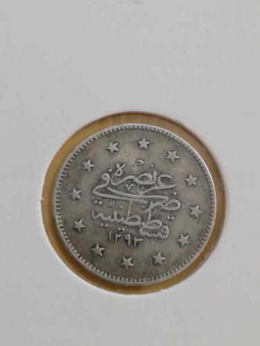 Abdülhamid 2 Kuruş 1293/31Gümüş Çil altı +