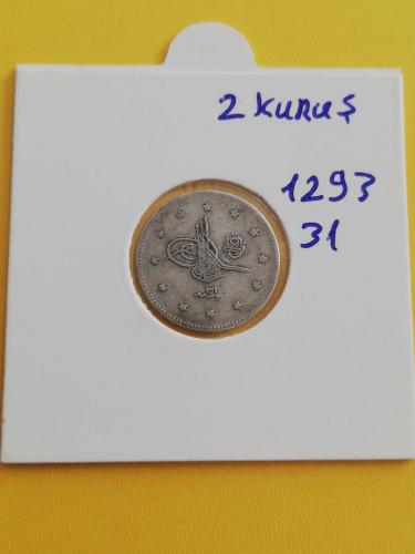 Abdülhamid 2 Kuruş 1293/31Gümüş Çil altı +