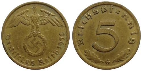 Almanya 1938 Yılı 5 Pfennig ÇÇT