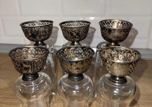 6x Tane Osmanlı Gümüş Fincan Zarfı Set