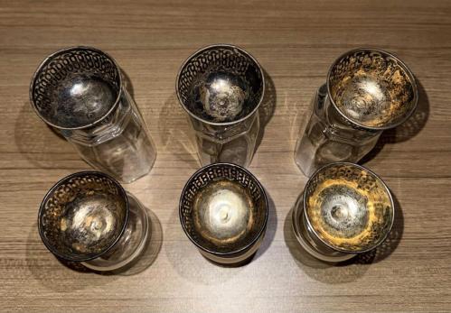 6x Tane Osmanlı Gümüş Fincan Zarfı Set