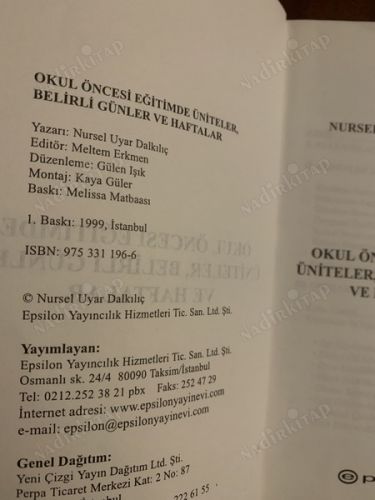 OKUL ÖNCESİ EĞİTİMDE ÜNİTELER BELİRLİ GÜNLER VE HAFTALAR (1. BASKI)