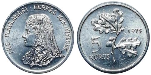 1975 Yılı 5 Kuruş FAO Aile Planlaması ÇİL (+)
