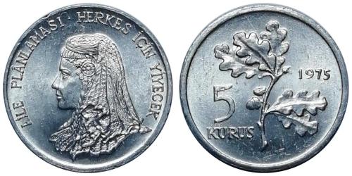 1975 Yılı 5 Kuruş FAO Aile Planlaması ÇİL (+)
