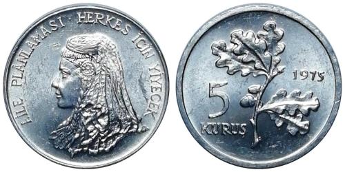 1975 Yılı 5 Kuruş FAO Aile Planlaması ÇİL (+)