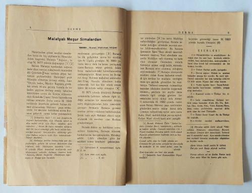DERME Malatya Halkevi Dergisi / Malatya Halkevi Tarafından Neşrolunan Gavrimevkut Dergi, 1944 - 1946, Sayı: 15, 17, 18 [3 ADET]