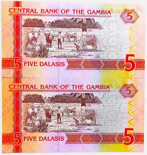 Gambia 5 Dalasis.. 2014 Seri Takipli 2 Adet..