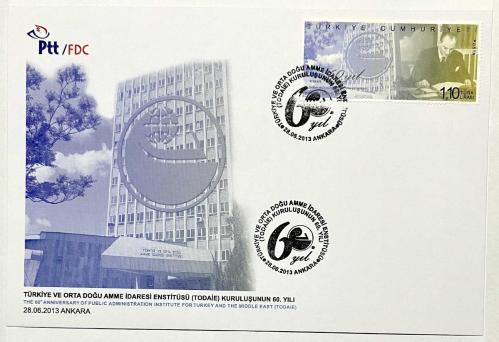 FDC-816 Türkiye ve Ortadoğu Amme İdaresi Enstitüsü (TODAİE) Kuruluşunun 60. Yılı, 28.06.2013, Ankara, PTT İlk Gün Zarfı