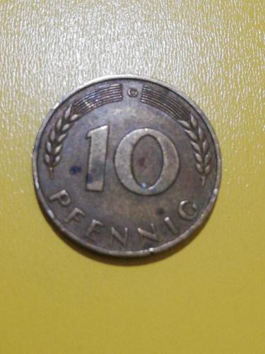 Alman Merkez Bankası Madeni 10 Pfennig (1950 Yılı Üretimi) G serisi