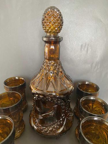 1960 LI YILLARDAN KARAF SETİ 6 BARDAKLI KEHRİBAR SET