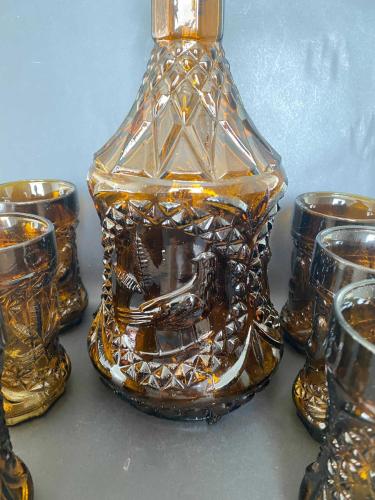 1960 LI YILLARDAN KARAF SETİ 6 BARDAKLI KEHRİBAR SET
