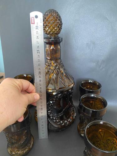 1960 LI YILLARDAN KARAF SETİ 6 BARDAKLI KEHRİBAR SET