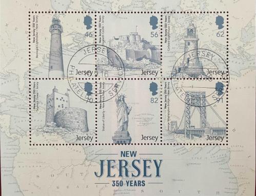 2014.DENİZ FENERİ.KALE VE KÖPRÜ.USA.NEW KERSEY EYALETİNİN.BAĞIMSIZLIĞI.350. YILI.JERSEY .BLOK. İGD DAMGALI
