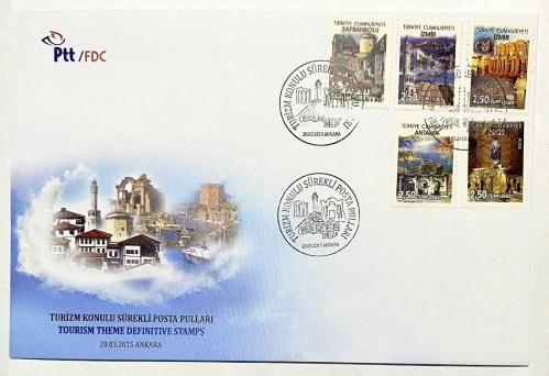 FDC-863 Turizm Konulu Sürekli Posta Pulları, 20.03.2015, Ankara, PTT İlk Gün Zarfı