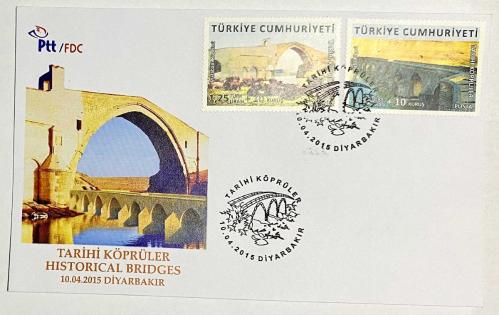 FDC-867 Tarihi Köprüler, 10.04.2015, Diyarbakır, PTT İlk Gün Zarfı