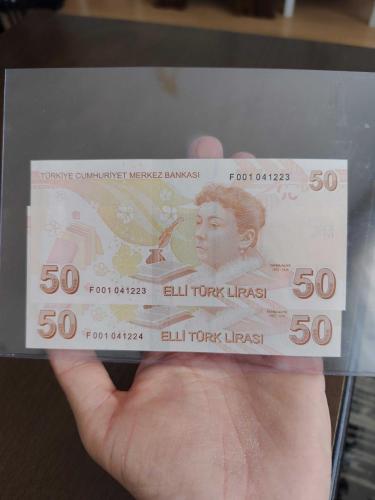 9. Emisyon 50 Lira Seri Başı F001 Çil
