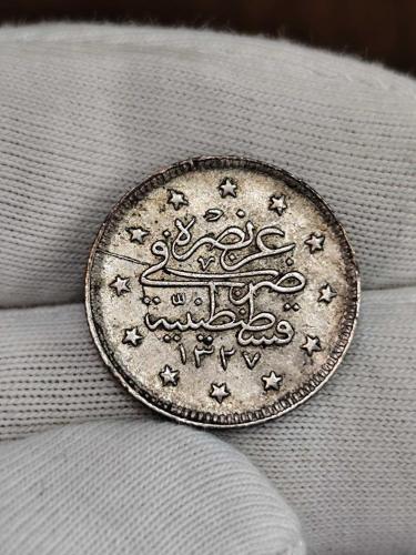 Sultan Reşat 1327/8 Gümüş 2 Kuruş Çil Nadir