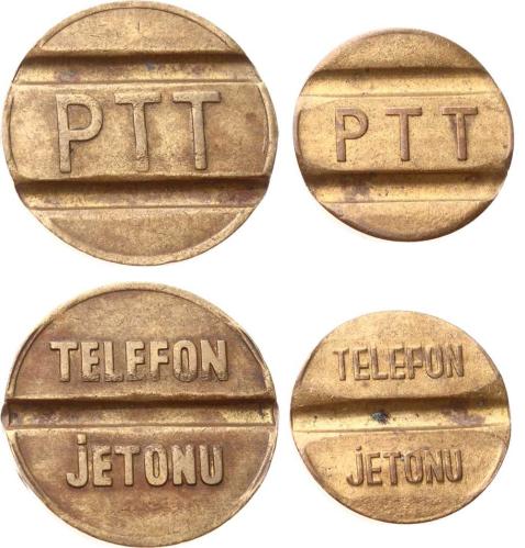 Nostaljik PTT Telefon Jetonu İkili Set - Büyük ve Küçük Boy Takım JTF775