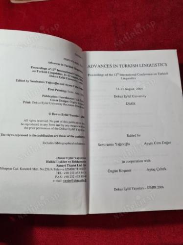 ADVANCES IN TURKISH LINGUISTICS - PROCEEDNGS OF THE 12TH INTERNATIONAL CONFERENCE ON TURKISH LINGUISTICS