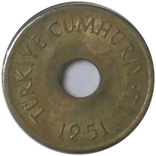 1951 Yılı 1 Kuruş Delikli ÇİLALTI
