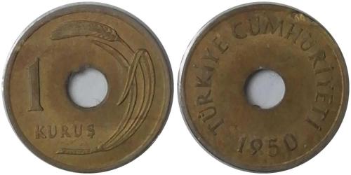1950 Yılı 1 Kuruş Delikli ÇÇT (-)