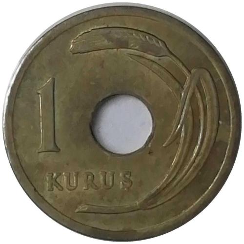 1951 Yılı 1 Kuruş Delikli ÇİL (-)